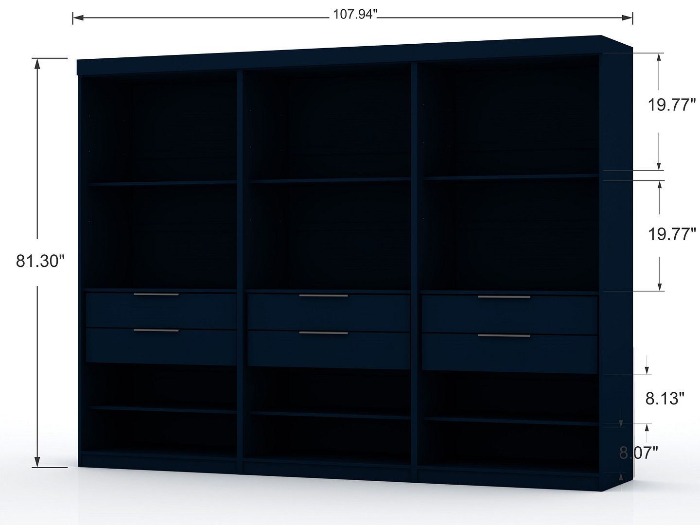 Oulu 3-Piece Open Sectional Wardrobe - Midnight Blue