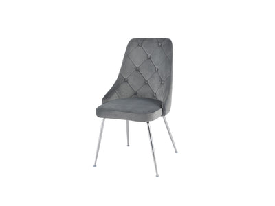 Plumeria Side Chair - Grey, Chrome