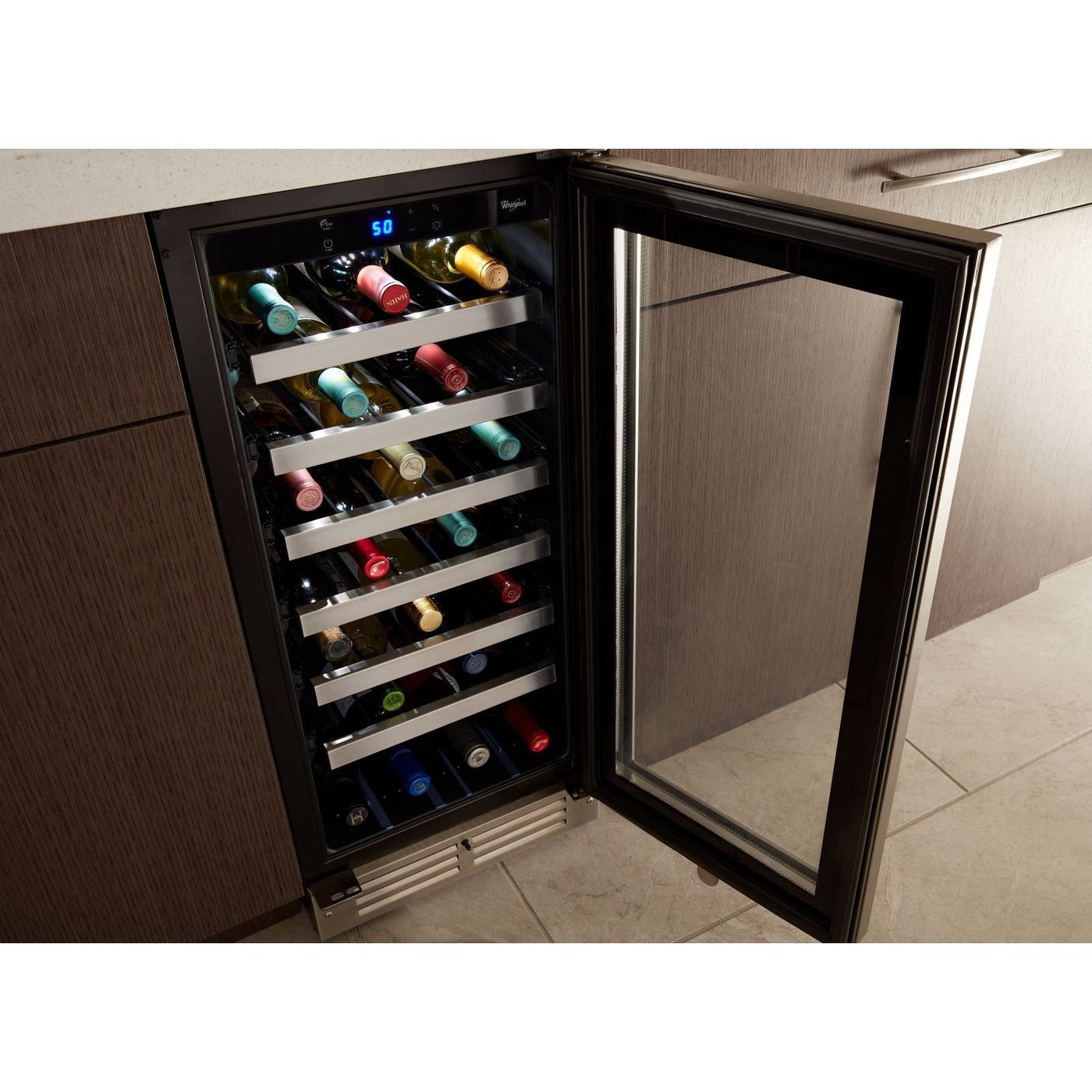 Whirlpool Black-on-Stainless Undercounter Wine Center (7.6 Cu. Ft.) - WUW35X15DS