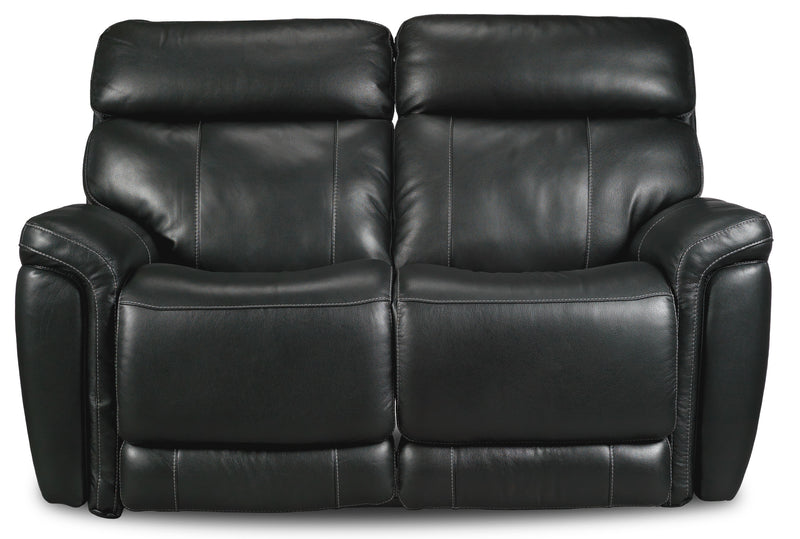 Stallion Leather Dual Power Reclining Loveseat Midnight Black Leon's