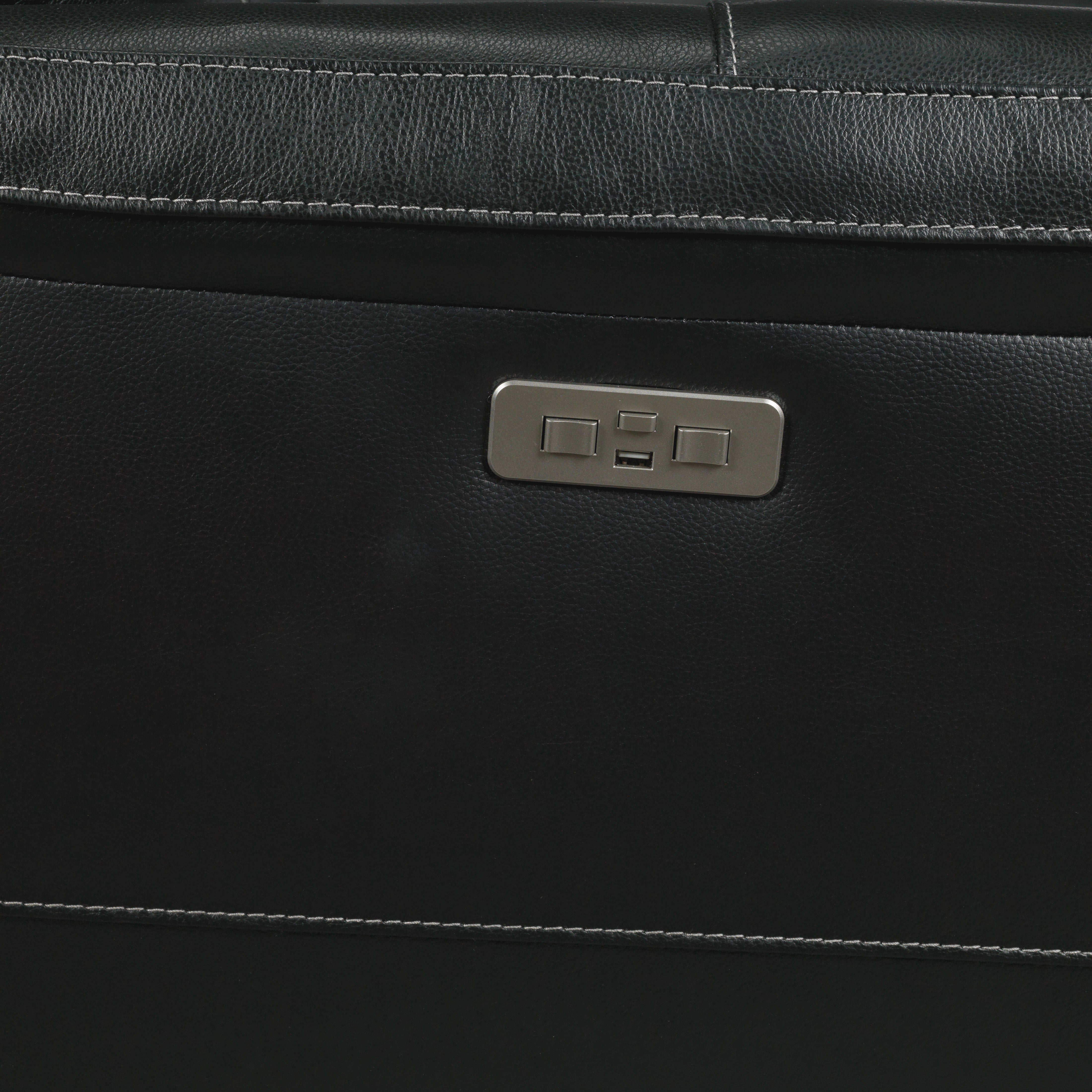 Stallion Leather Dual Power Reclining Sofa - Midnight Black