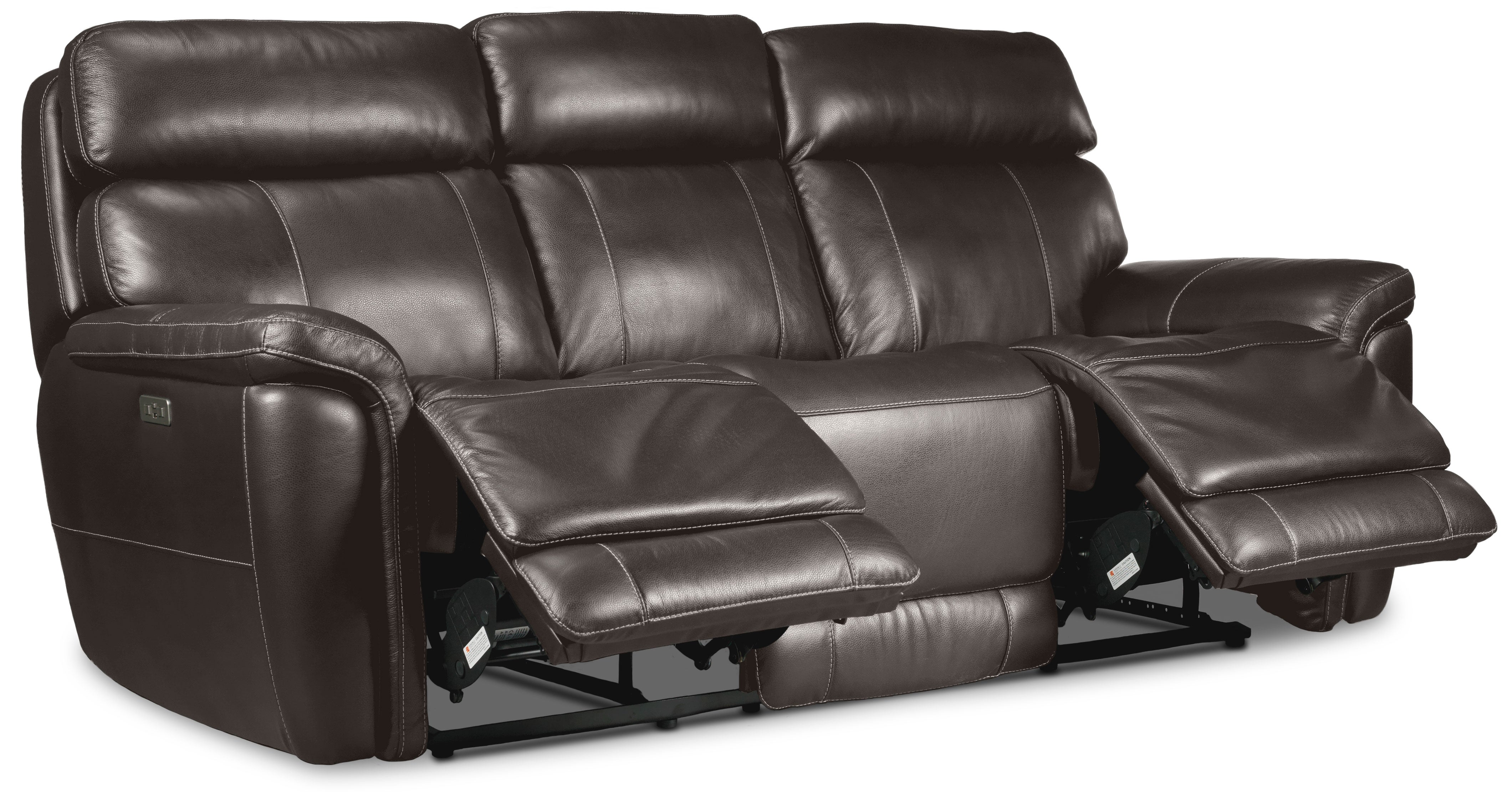 Stallion Leather Dual Power Reclining Sofa, Loveseat and Chair Set - Dark Grey