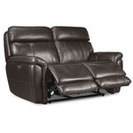 Stallion Leather Dual Power Reclining Loveseat - Dark Grey