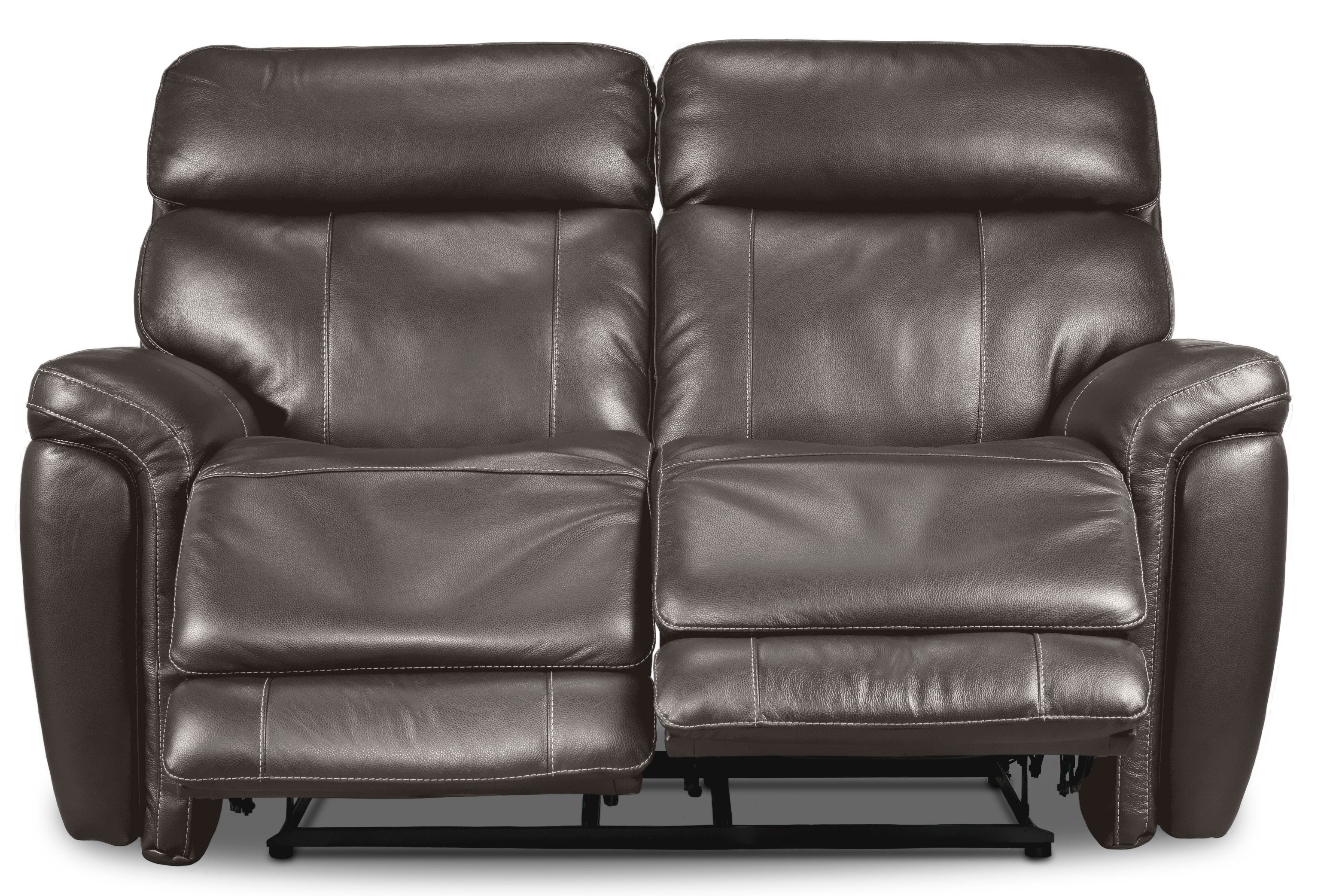 Stallion Leather Dual Power Reclining Loveseat - Dark Grey