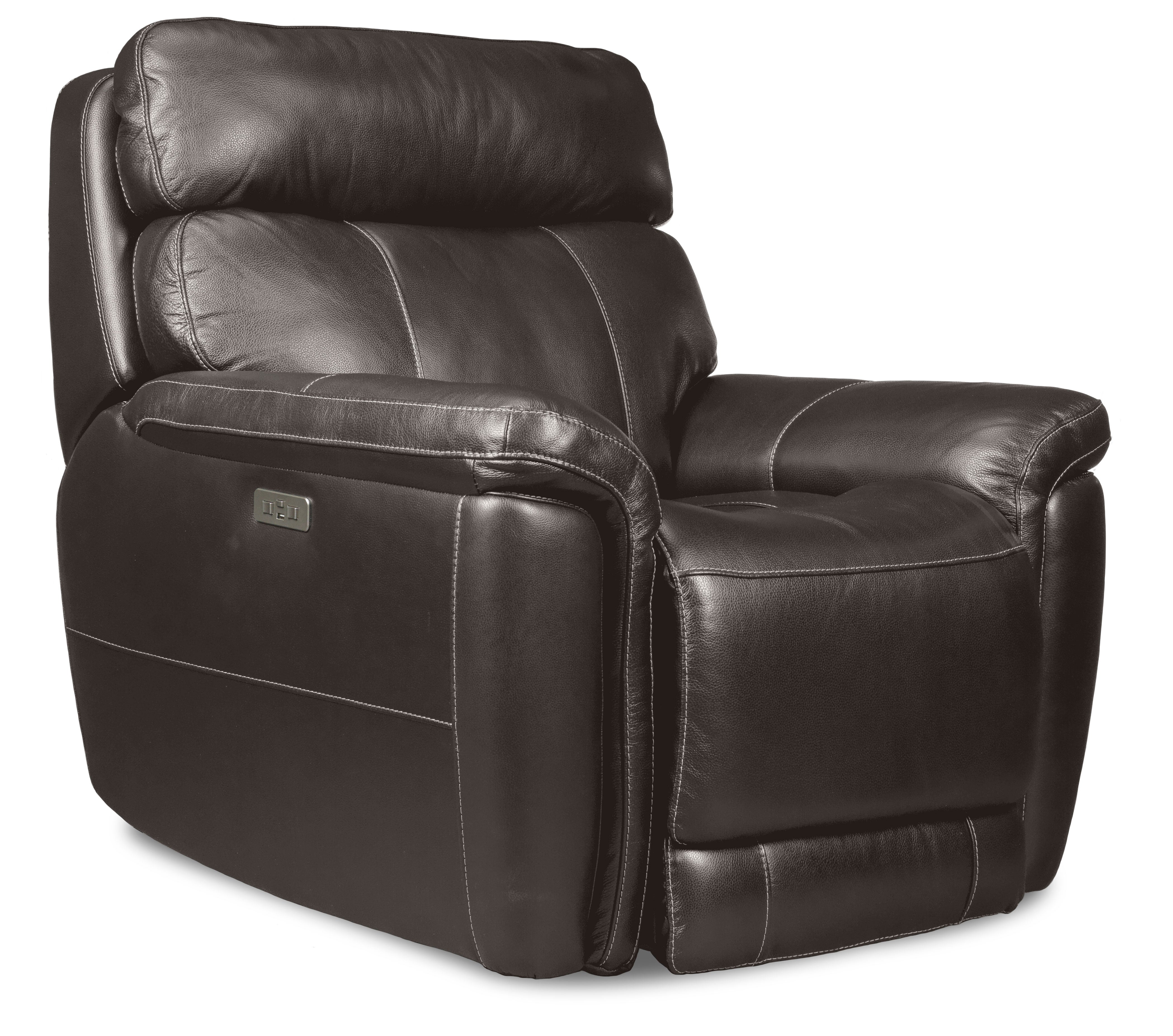 Stallion Leather Dual Power Recliner - Dark Grey
