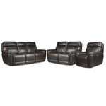 Stallion Leather Dual Power Reclining Sofa, Loveseat and Chair Set - Dark Grey