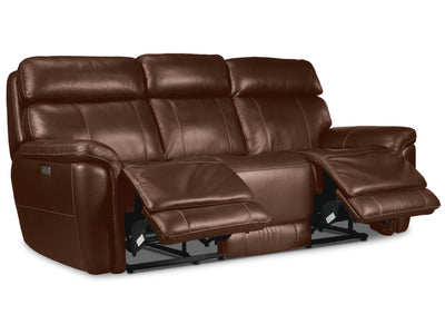 Stallion Leather Dual Power Reclining Sofa - Chestnut