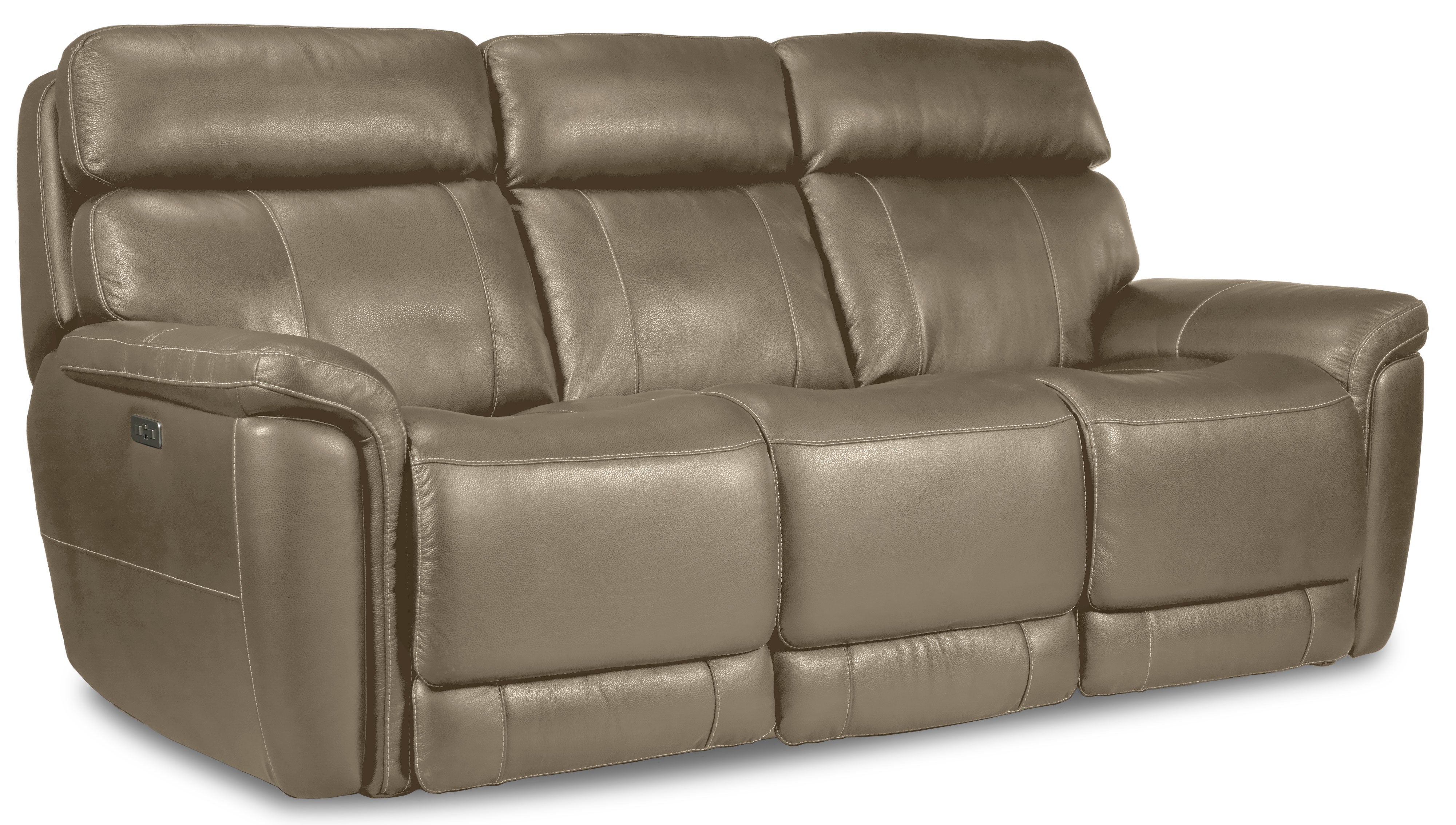 Stallion Leather Dual Power Reclining Sofa - Pebble