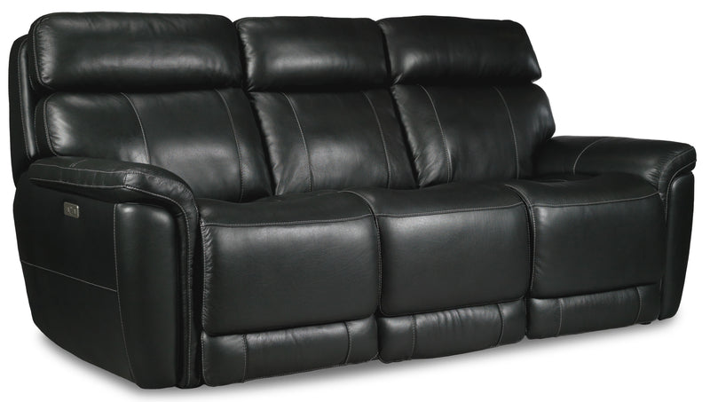 Black leather reclining sofa top