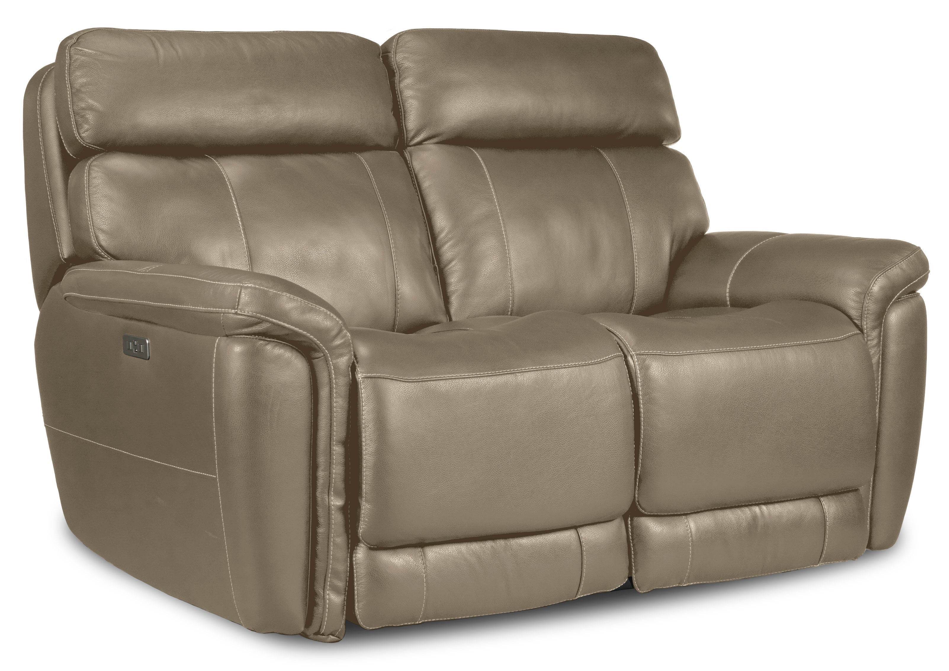 Stallion Leather Dual Power Reclining Loveseat - Pebble