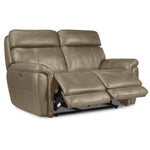 Stallion Leather Dual Power Reclining Loveseat - Pebble