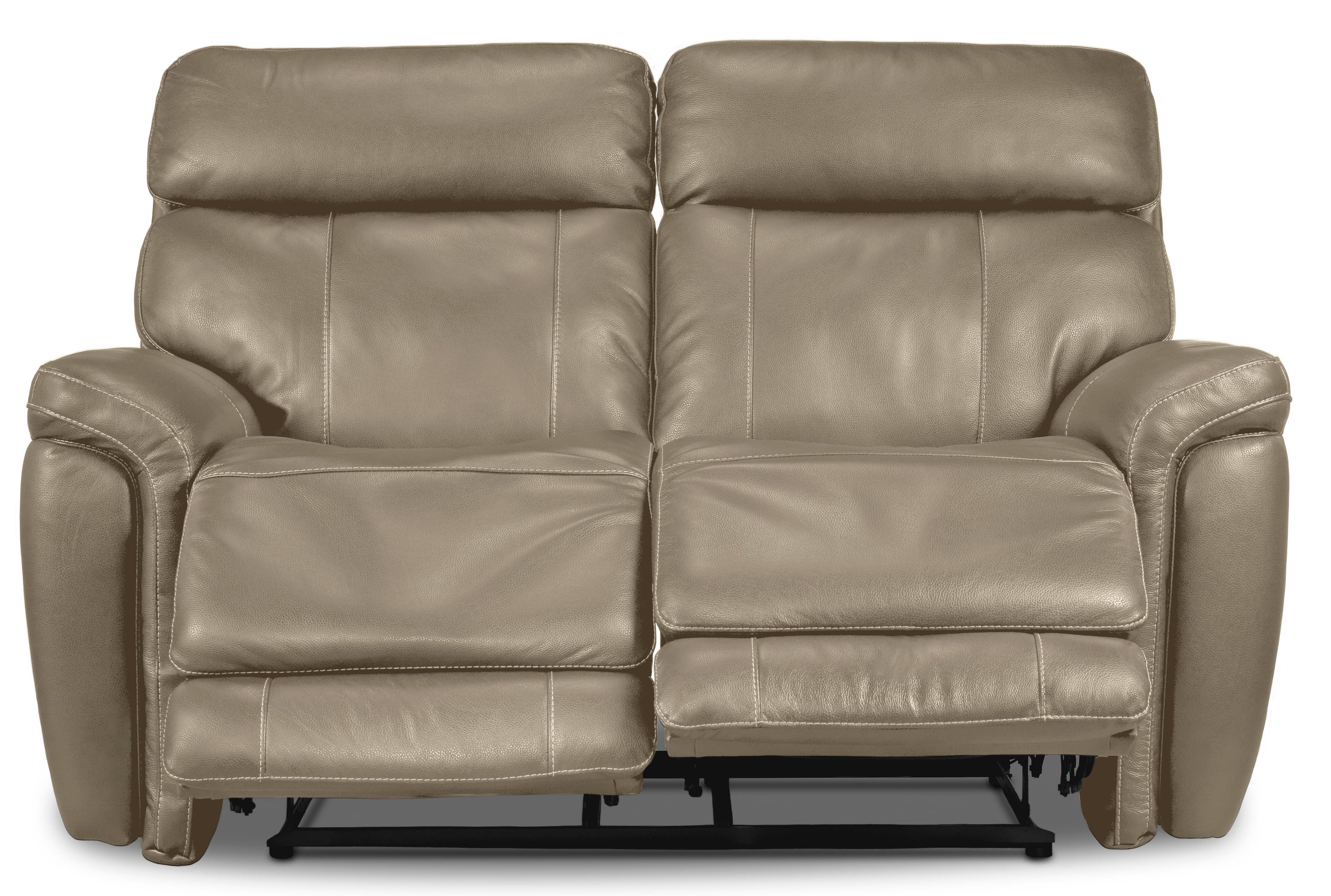Stallion Leather Dual Power Reclining Loveseat - Pebble