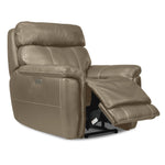 Stallion Leather Dual Power Recliner - Pebble
