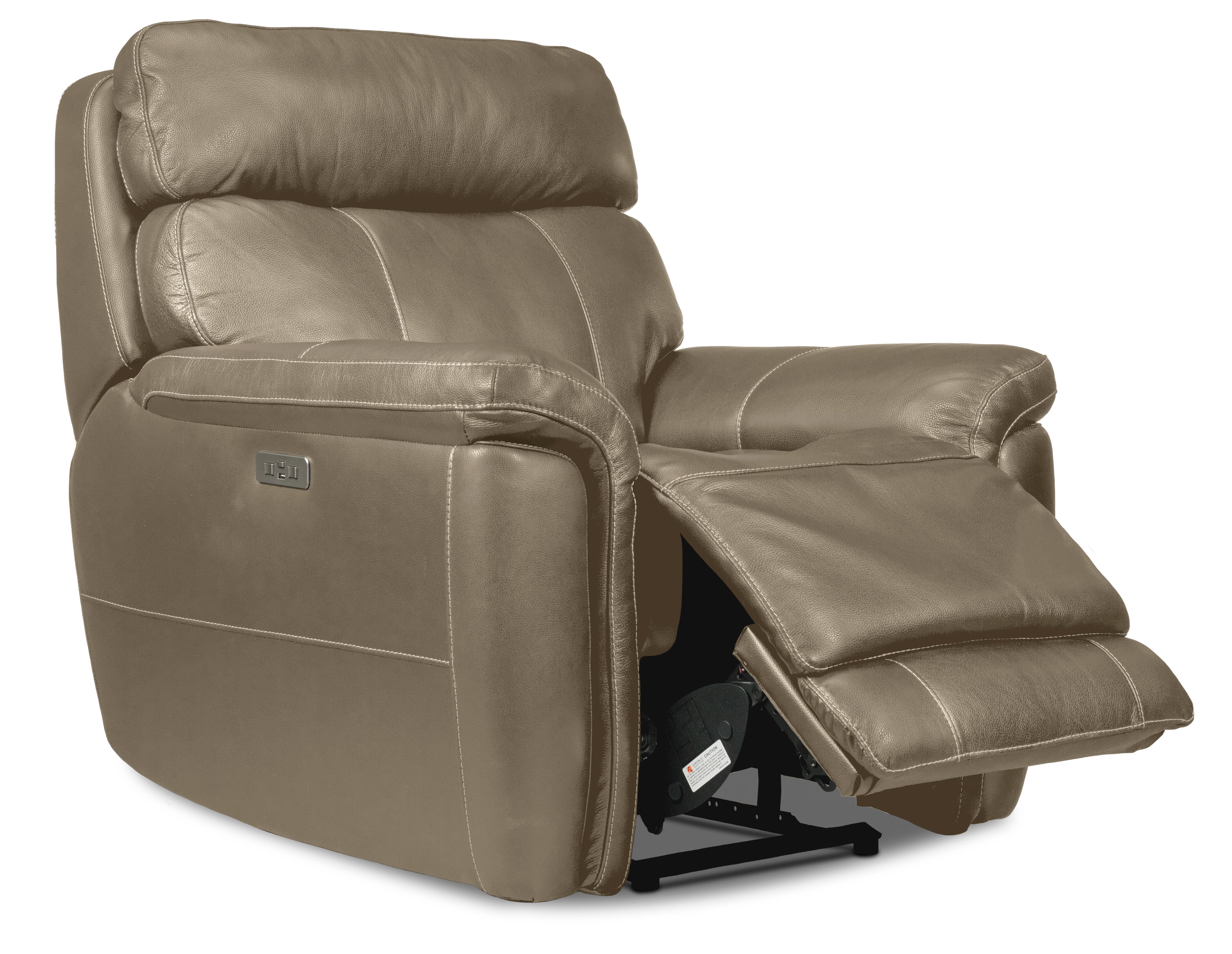 Stallion Leather Dual Power Reclining Sofa and Chair Set - Pebble