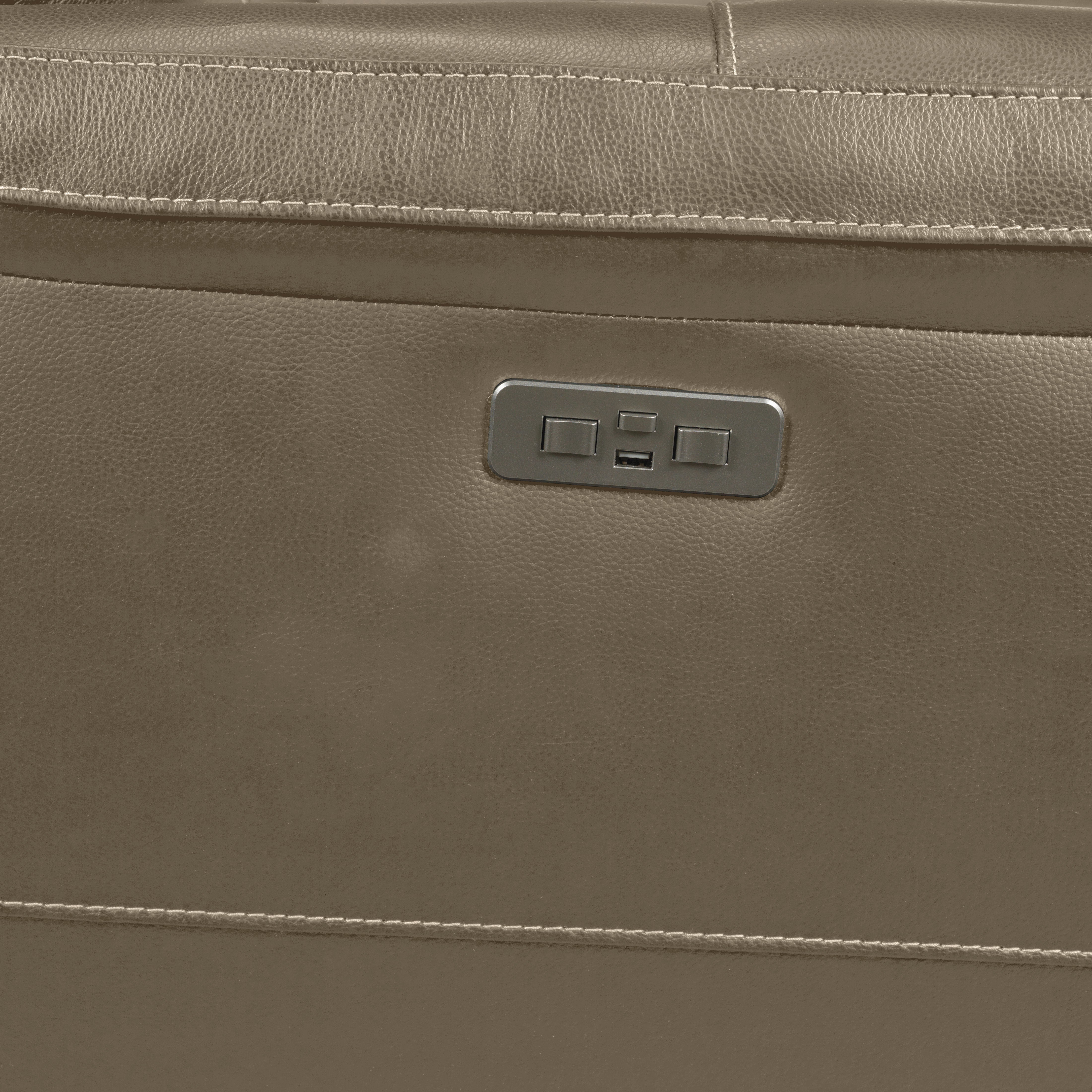 Stallion Leather Dual Power Reclining Sofa and Loveseat Set - Pebble