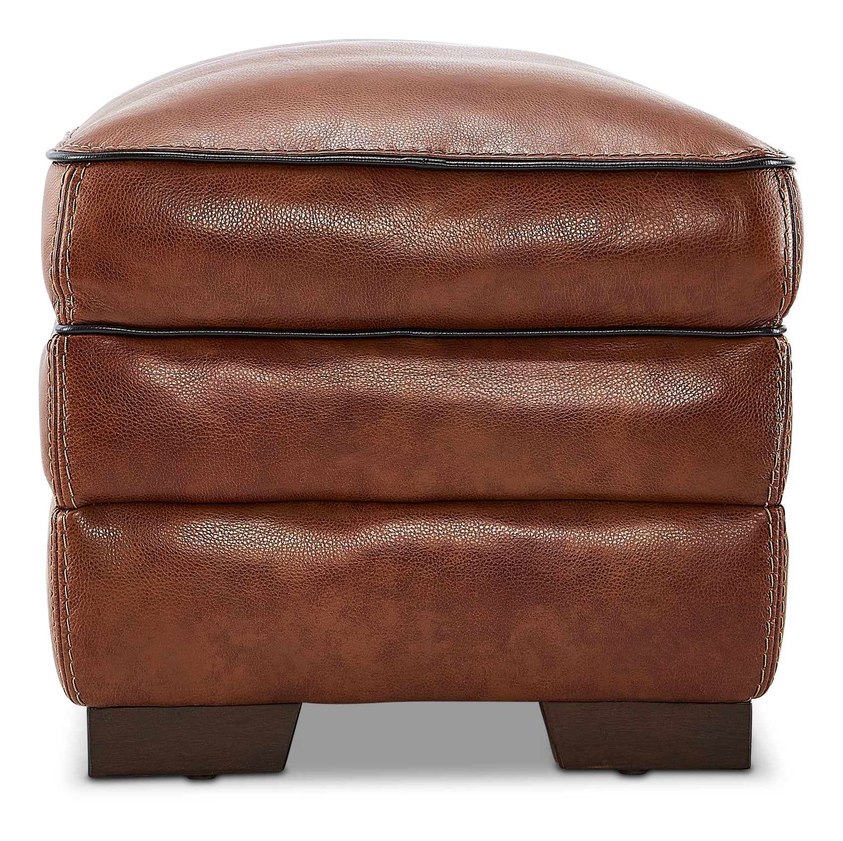 Stampede Leather Ottoman - Cognac