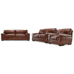 Stampede Leather Sofa, Loveseat and Chair Set - Cognac