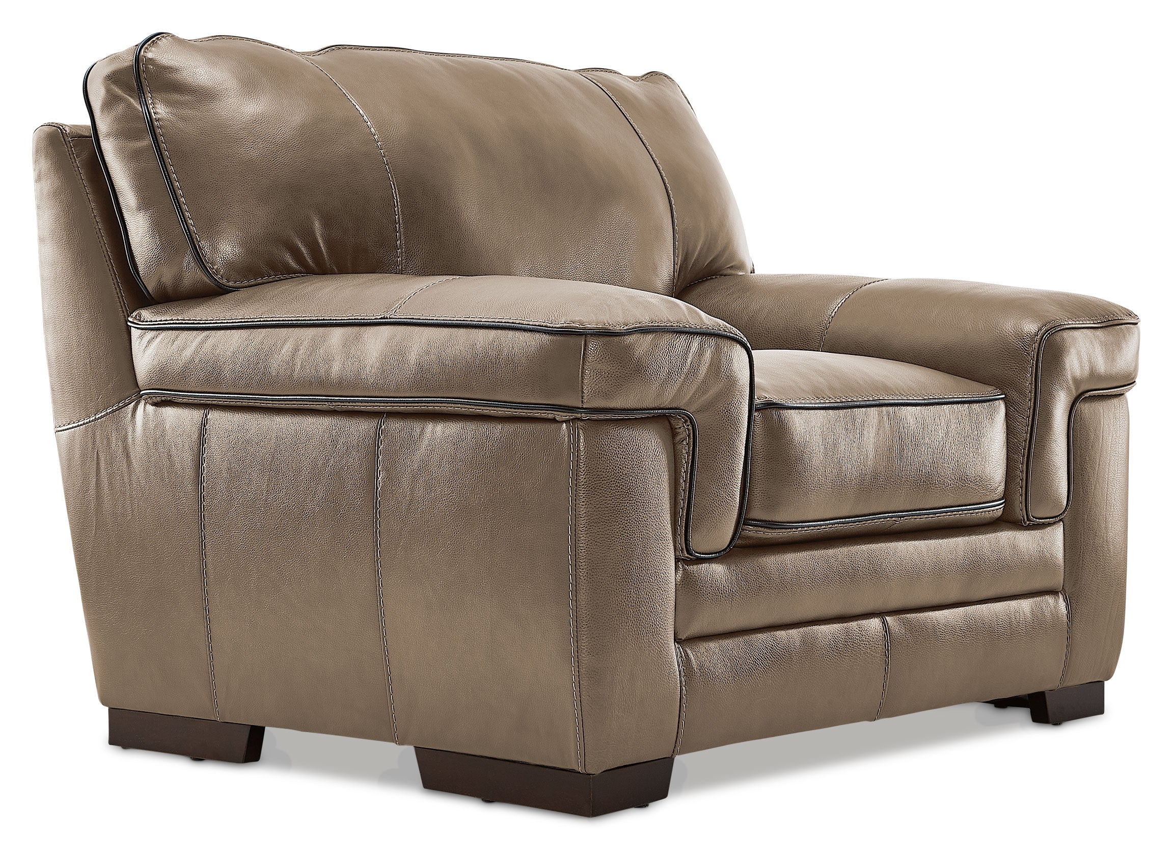 Stampede Leather Sofa and Chair Set - Buff