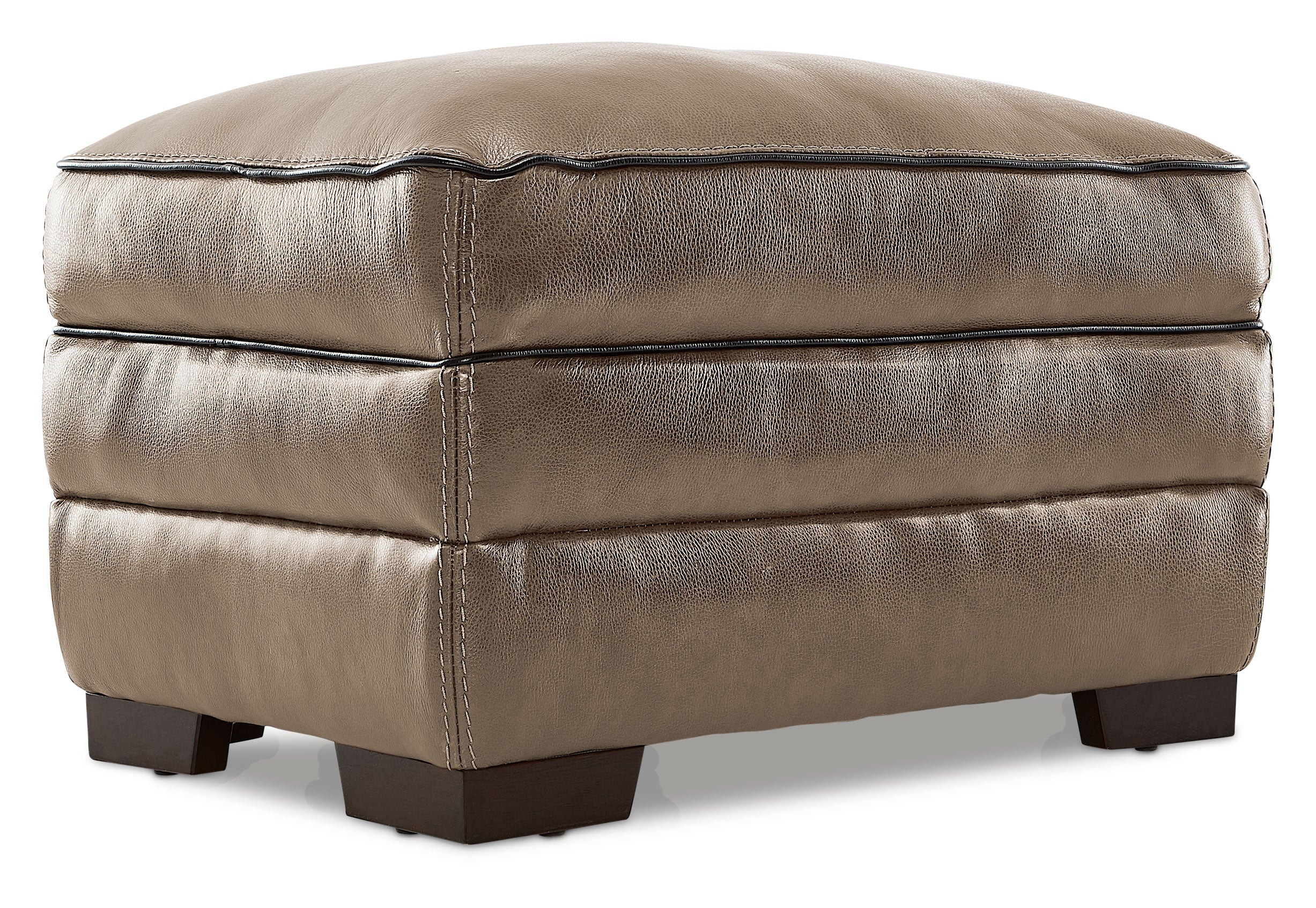 Stampede Leather Ottoman - Buff