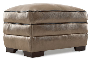 Stampede Leather Ottoman - Buff