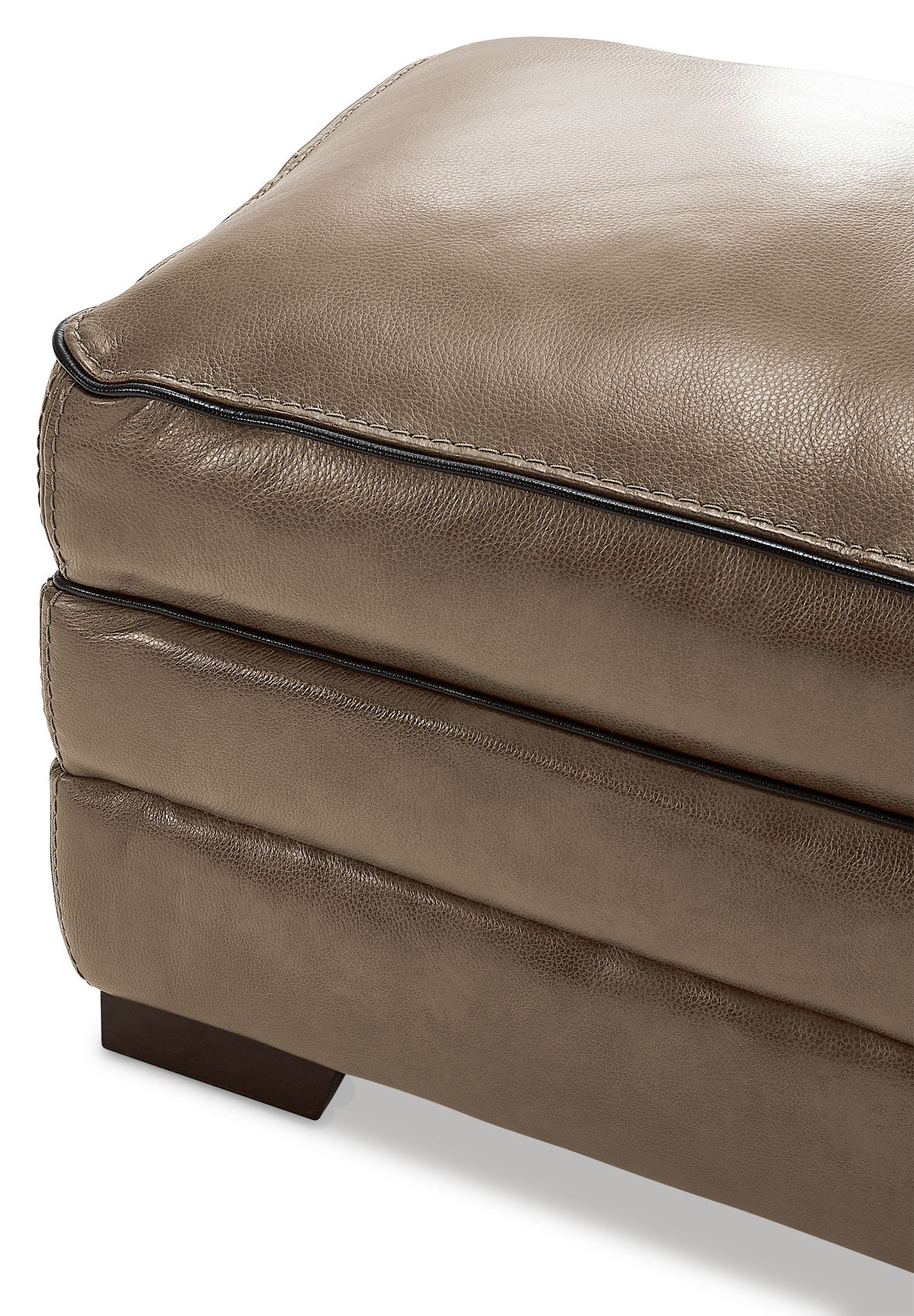 Stampede Leather Ottoman - Buff