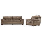 Stampede Leather Sofa and Chair Set - Buff