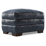 Stampede Leather Ottoman - Cobalt