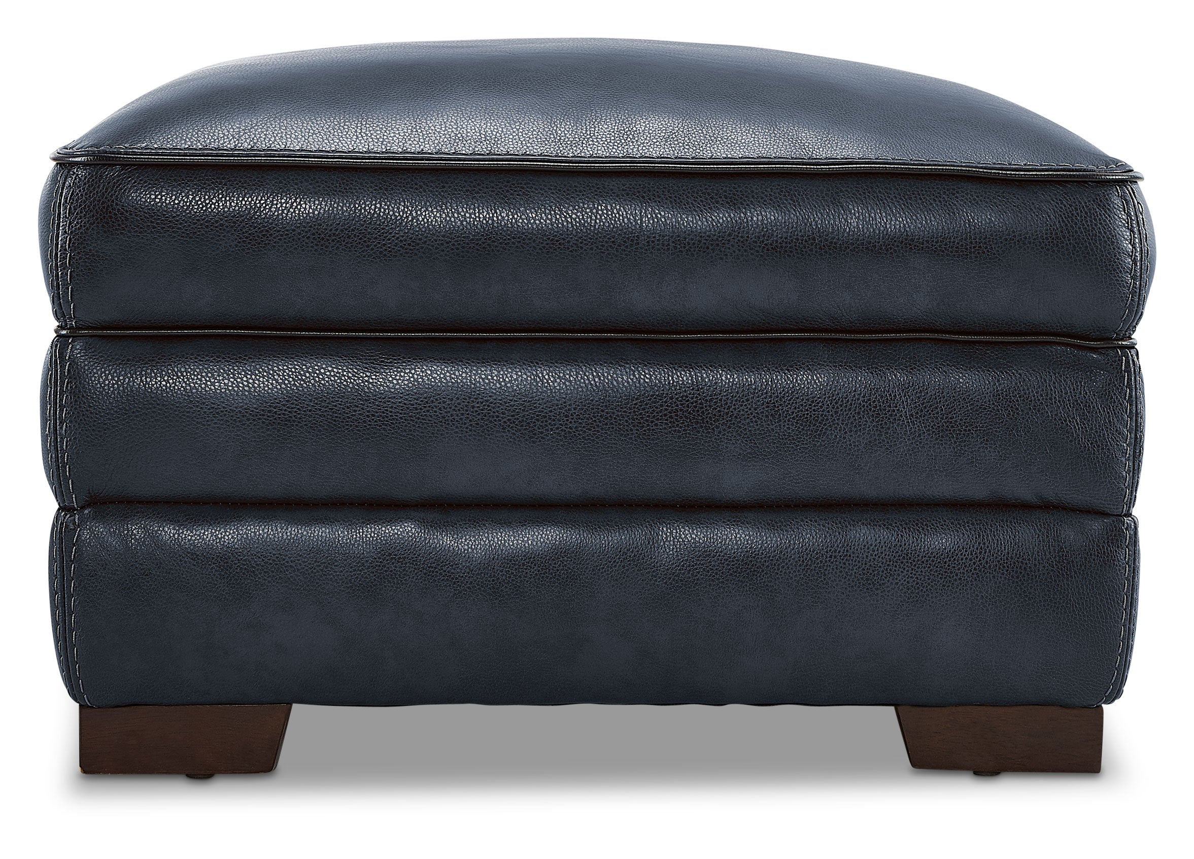 Stampede Leather Ottoman - Cobalt