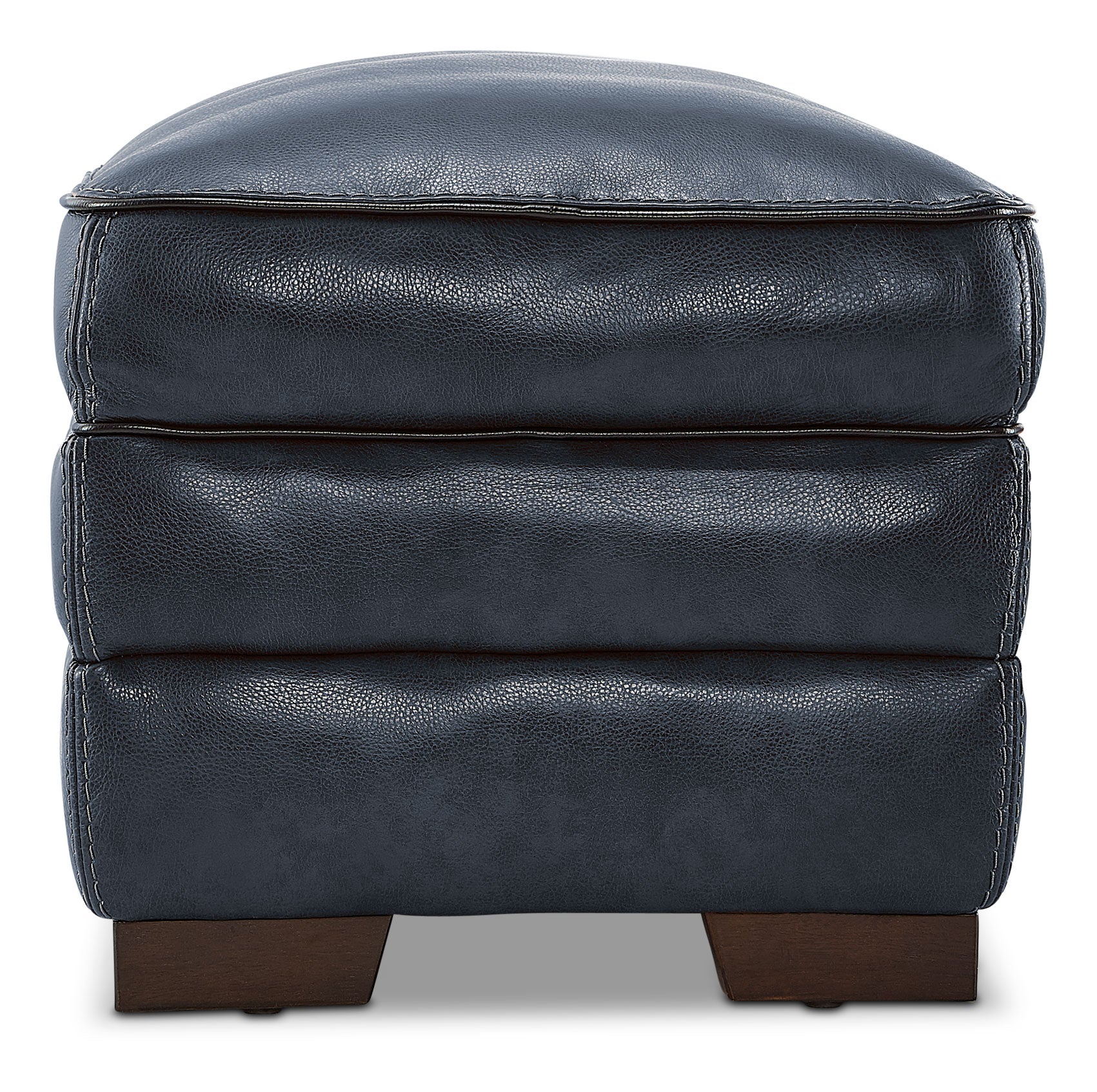 Stampede Leather Ottoman - Cobalt