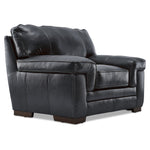 Stampede Leather Sofa and Chair Set - Charcoal