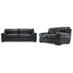 Stampede Leather Sofa and Loveseat Set - Charcoal