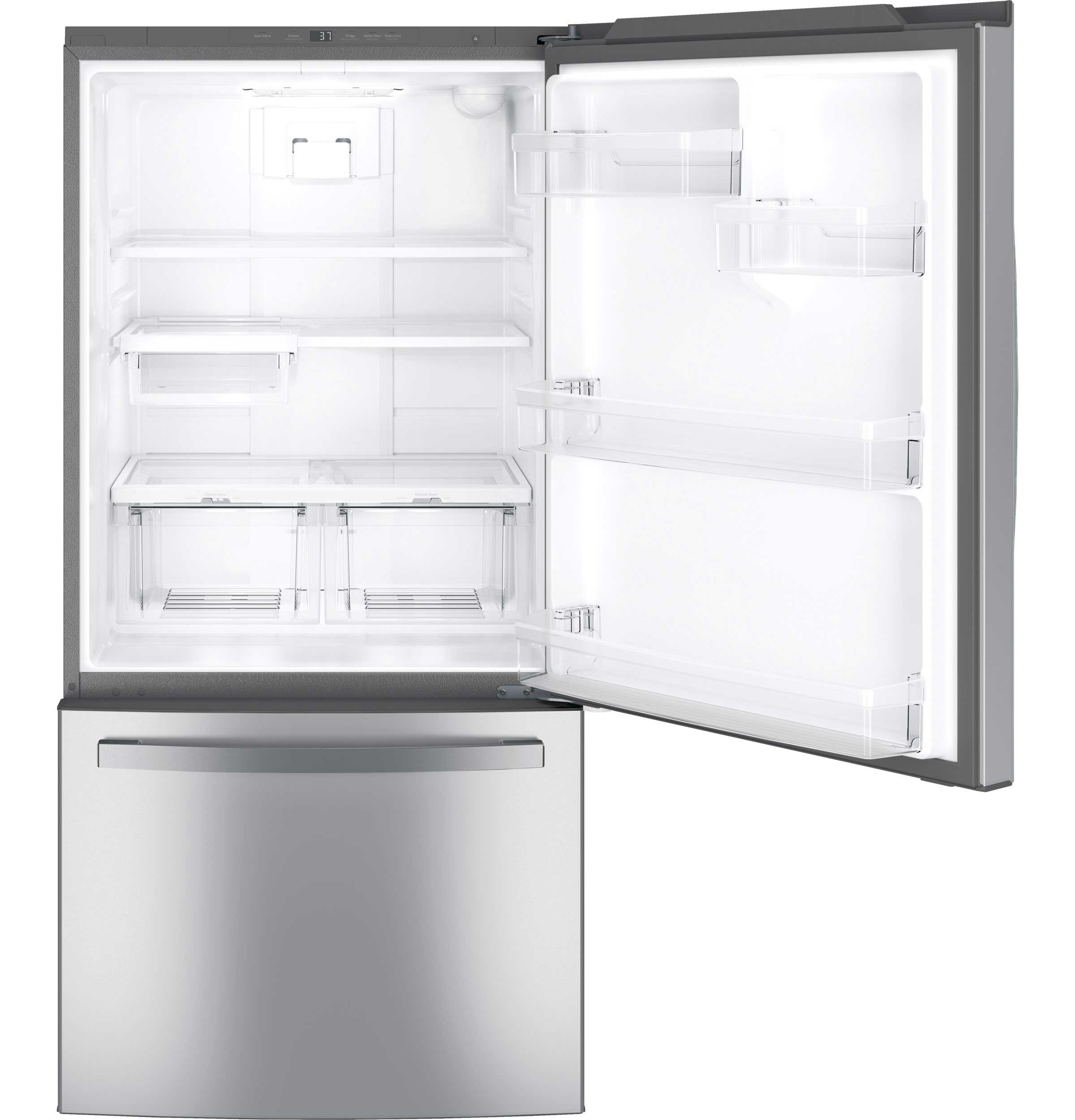 GE 33" 24.9 Cu. Ft. Fingerprint Resistant Stainless Bottom-Freezer Refrigerator - GDE25EYKFS