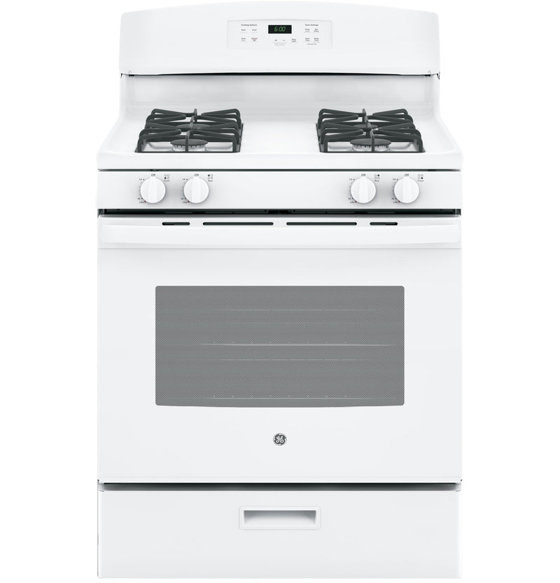 GE White Freestanding Gas Range (5.0 Cu. Ft.) JCGBS60DEKWW Leon's