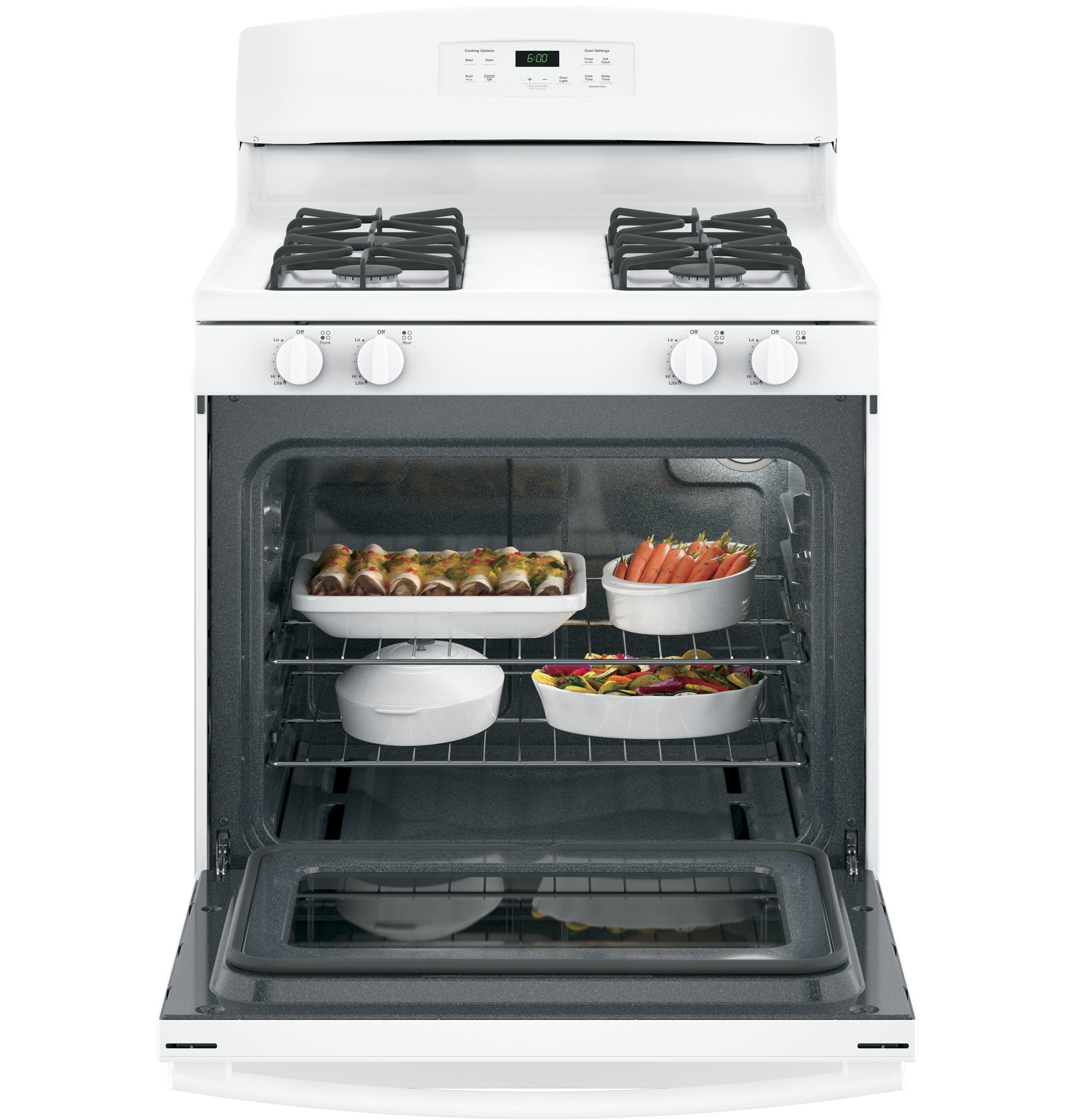 GE White Freestanding Gas Range (5.0 Cu. Ft.) - JCGBS60DEKWW