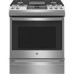 GE Stainless Steel 30" Slide-In Gas Convection Range with Air Fry (5.6 Cu. Ft.) - JCGS760SPSS