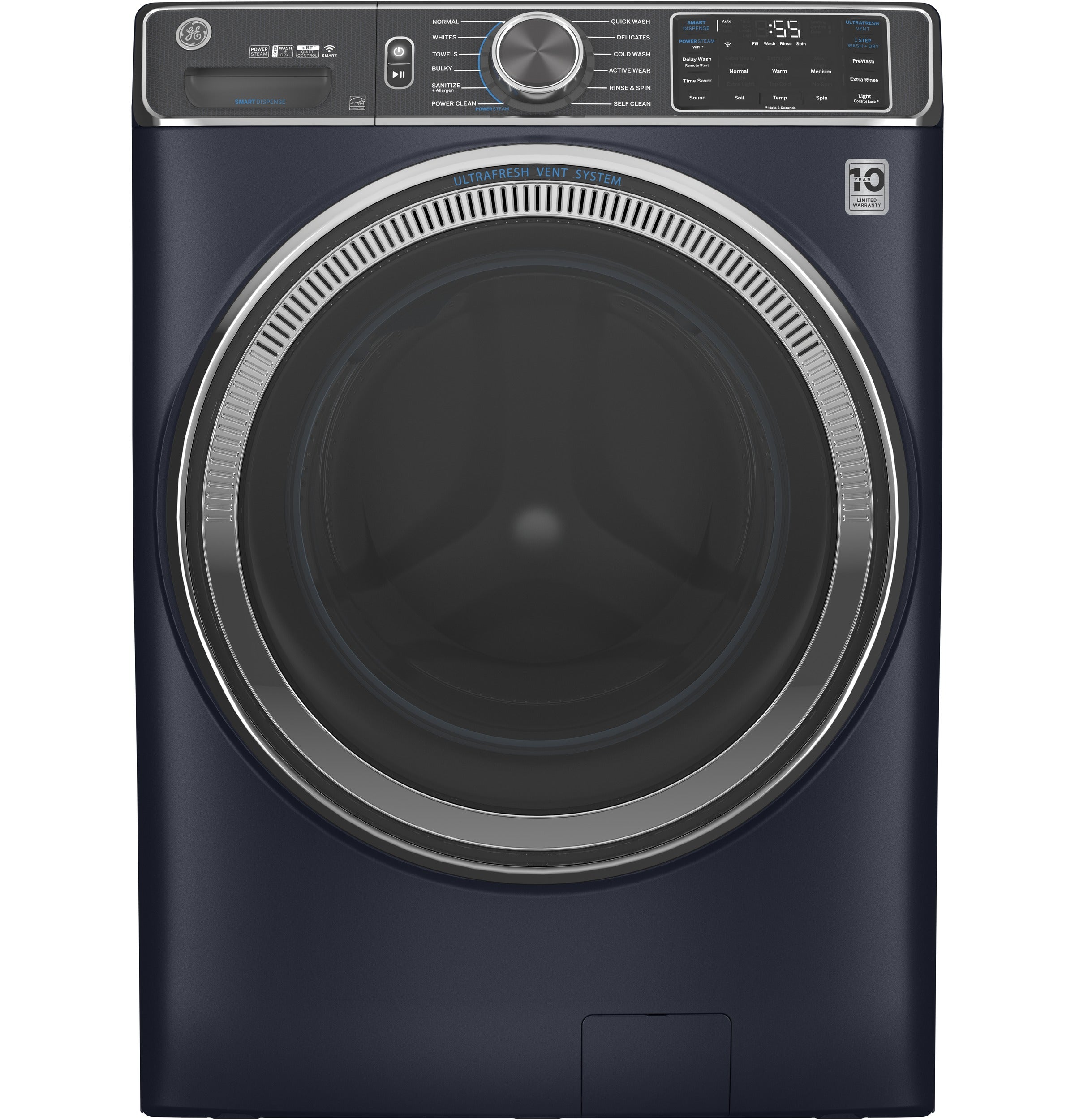 GE Sapphire Blue Front Load Washer with SmartDispense™ and UltraFresh Vent System with OdorBlock™ (5.8 Cu. Ft.) - GFW850SPNRS