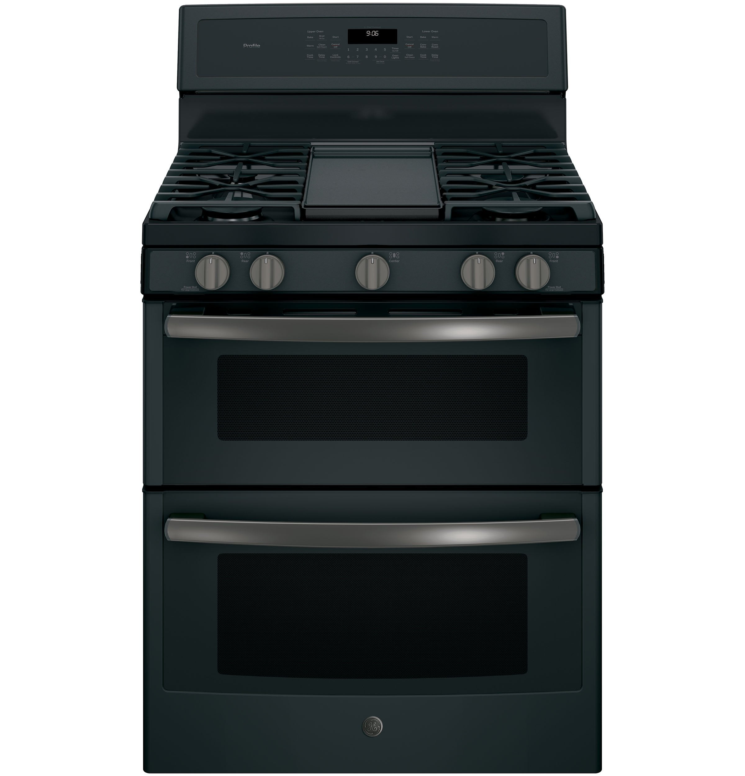 GE Profile Black Slate Freestanding Gas Double Oven Range (6.8 Cu. Ft.) - PCGB960FEJDS