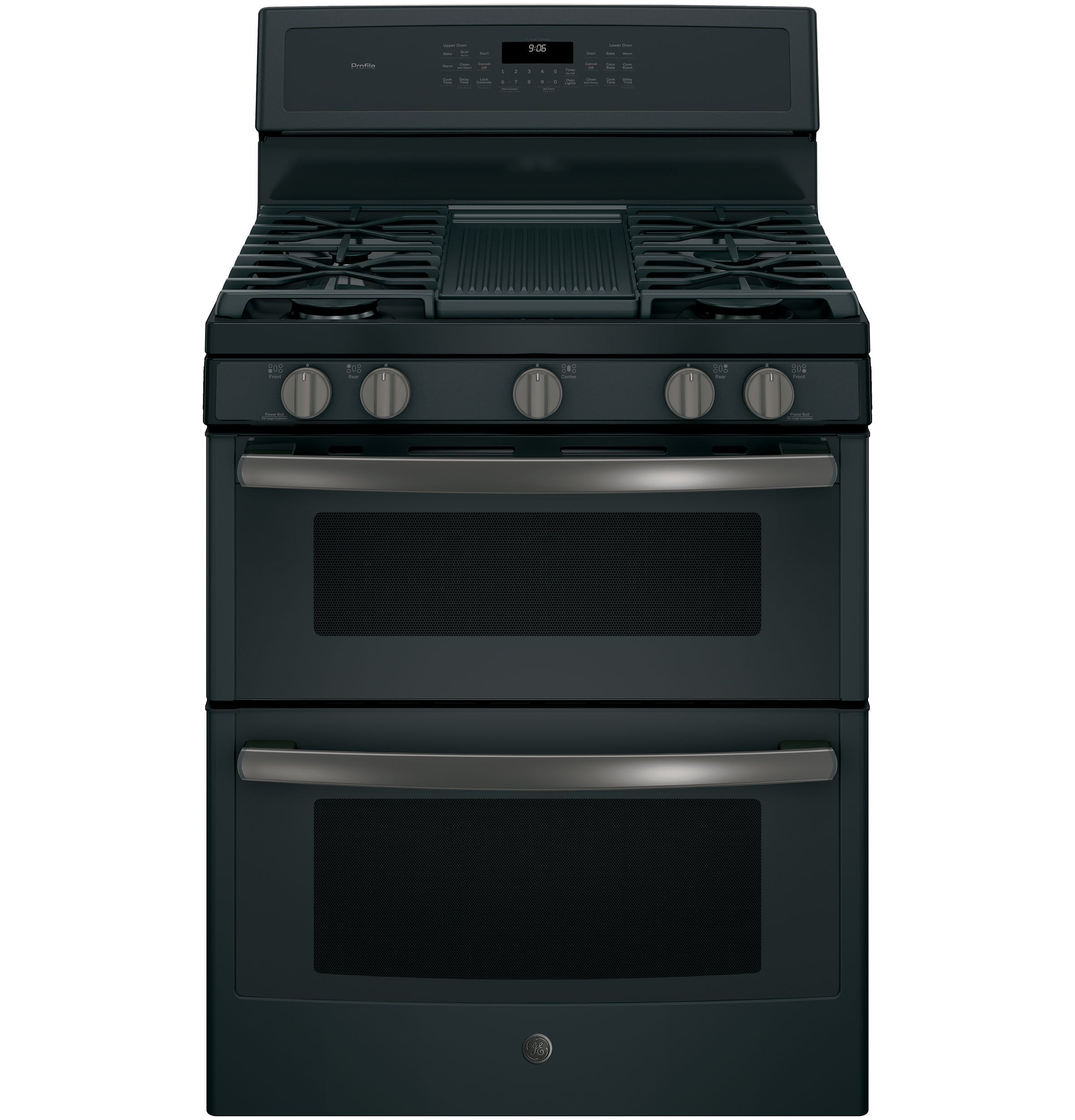 GE Profile Black Slate Freestanding Gas Double Oven Range (6.8 Cu. Ft.) - PCGB960FEJDS