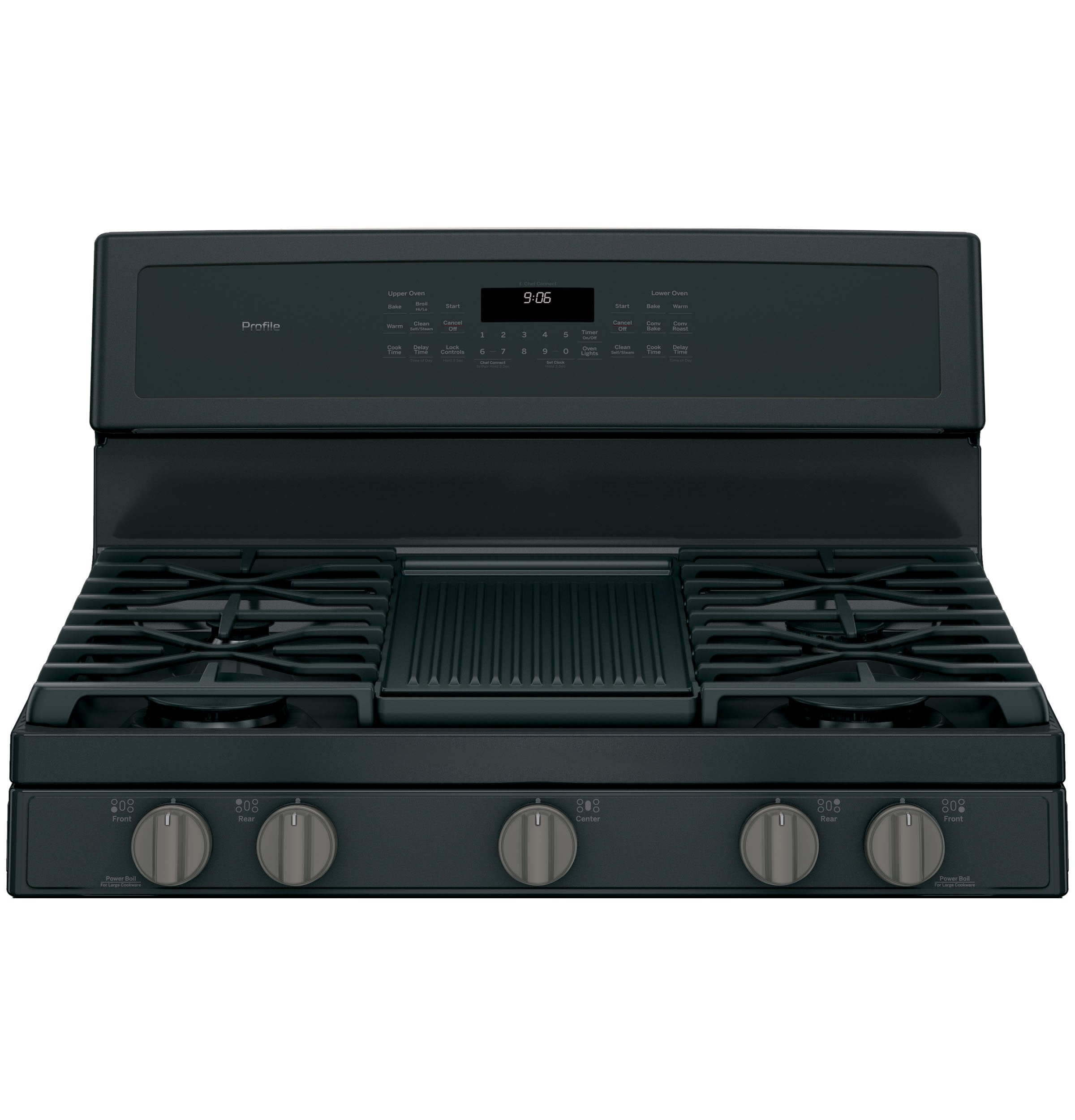 GE Profile Black Slate Freestanding Gas Double Oven Range (6.8 Cu. Ft.) - PCGB960FEJDS