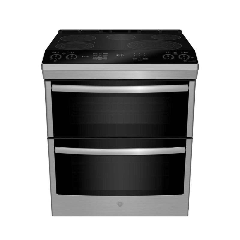 GE Profile Stainless Steel 30" Slide-In Electric Double Oven Range with ...