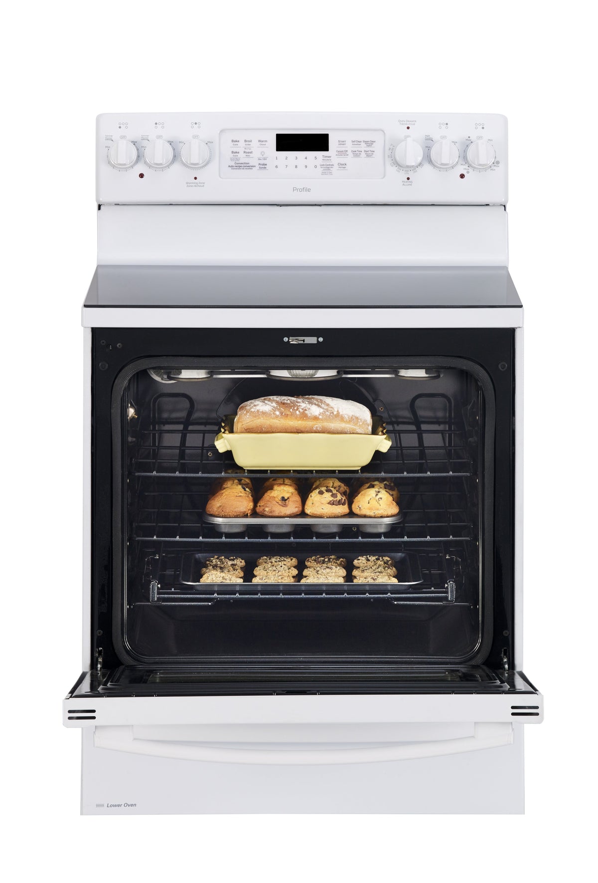 GE Profile White Freestanding Electric Range (7.2 Cu. Ft.) - PCB987DMWW