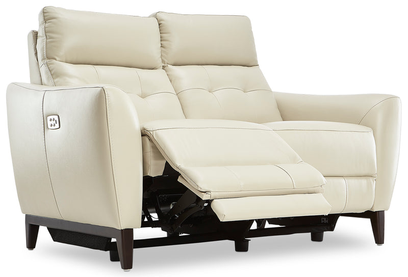 Wexner Leather Dual Power Reclining Loveseat Colby Stone