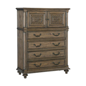 Rachelle 4 Drawer Chest with Storage Cabinet - Pecan