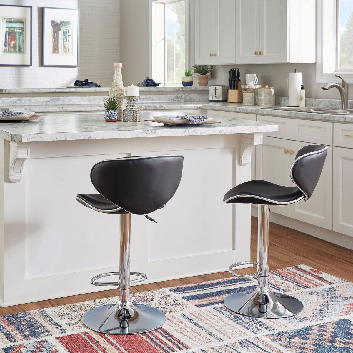 Beldon Bar Height Stool - Black, Chrome