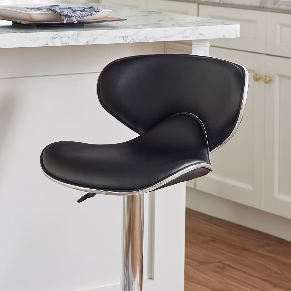 Beldon Bar Height Stool - Black, Chrome