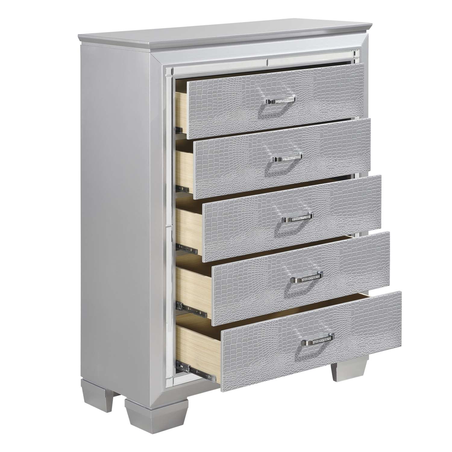 Allura 5 Drawer Chest - Silver