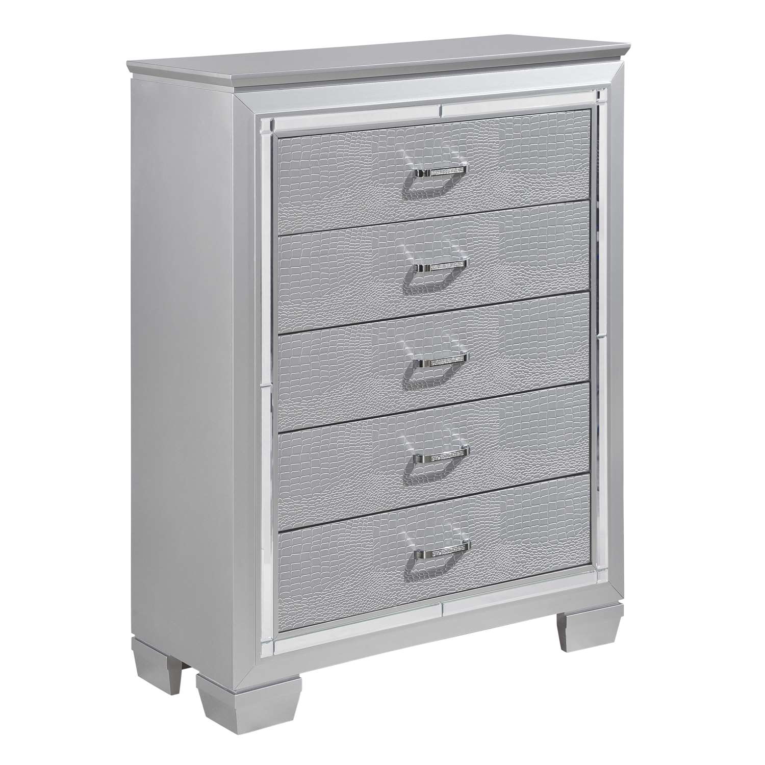 Allura 5 Drawer Chest - Silver