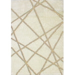 Finesse 7'10" X 10'6" Lines Crossing Shag Rug - Cream Beige Area Rug