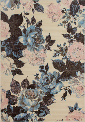 Fiona 5'3" X 7'4" Flowers Rug - Cream Pink Area Rug