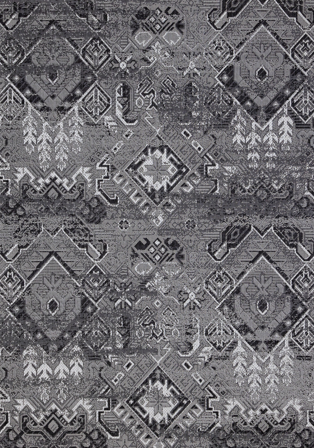 Jango 5'3" X 7'4" Indoor/Outdoor Geometric Rug - Grey Black  Area Rug